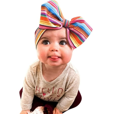 

Dadaria Baby Girl Headbands with Bows Baby Cute Unisex Hair Ball Multicolor Headband Elastic Big Bow Design Hair Band C Boys Girls