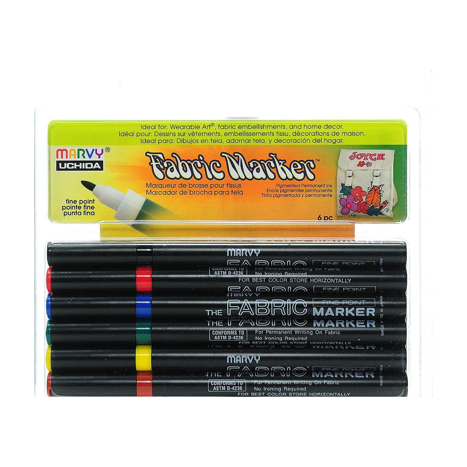 Marvy Uchida Fabric Markers Sets Fluorescent Set Of 6 [Pack