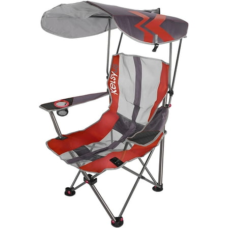 Kelsyus Original Foldable Canopy Chair for Camping, Tailgates, and Outdoor Events, Grey/Red