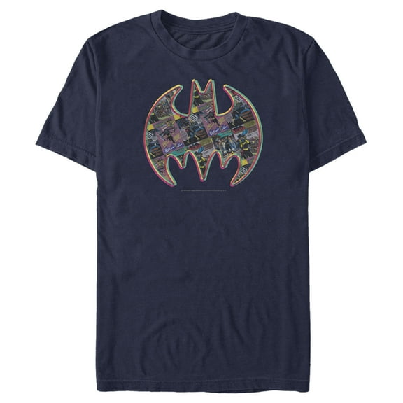 Men's Batman Shield Logo Comic Panel  Graphic Tee Navy Blue Large
