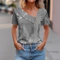 thumbnail image 2 of Birdeem Women Printed Spring/Summer Short Sleeved Shirt Printed Button Casual T-Shirt Top, 2 of 12