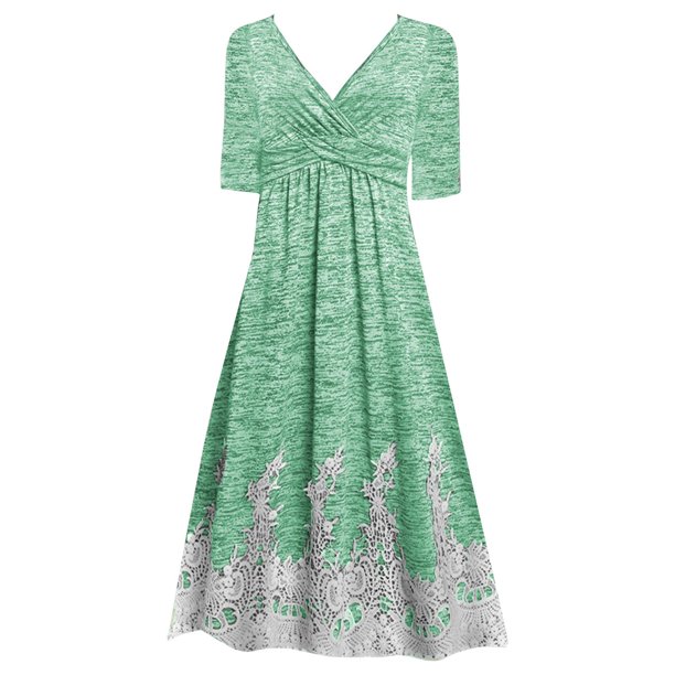 Gibobby Vestido Mujer Casual de Playa Verano Temperamento de verano, vestidos de cintura media, belleza, temperamento Retro, manga larga, Color sólido, vestidos(Verde,M)