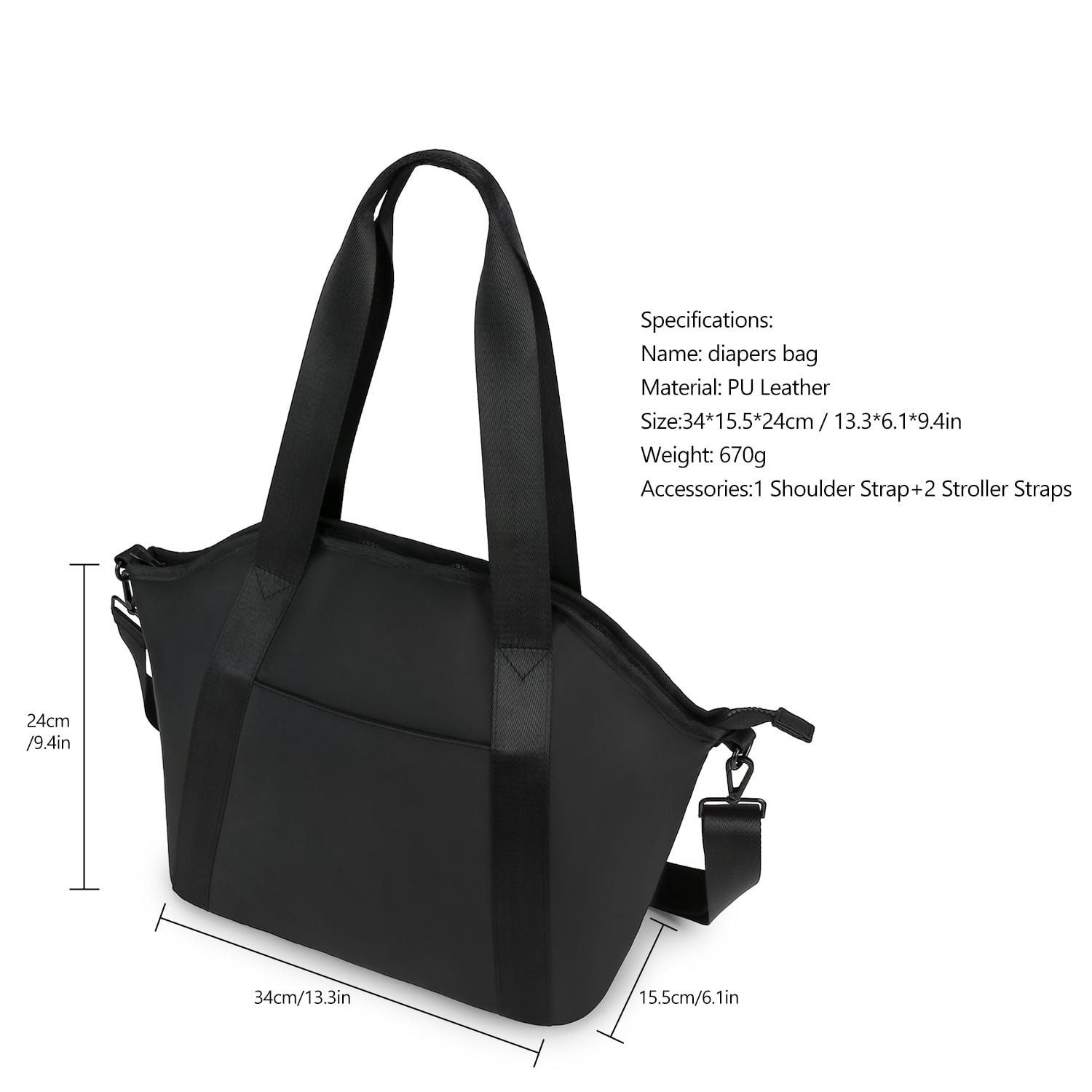Sunyuer Diaper Bag, PU Leather Diaper Bag Purse, Crossbody Baby Bag with 6 Pockets, Diaper Clutch for Women Mom