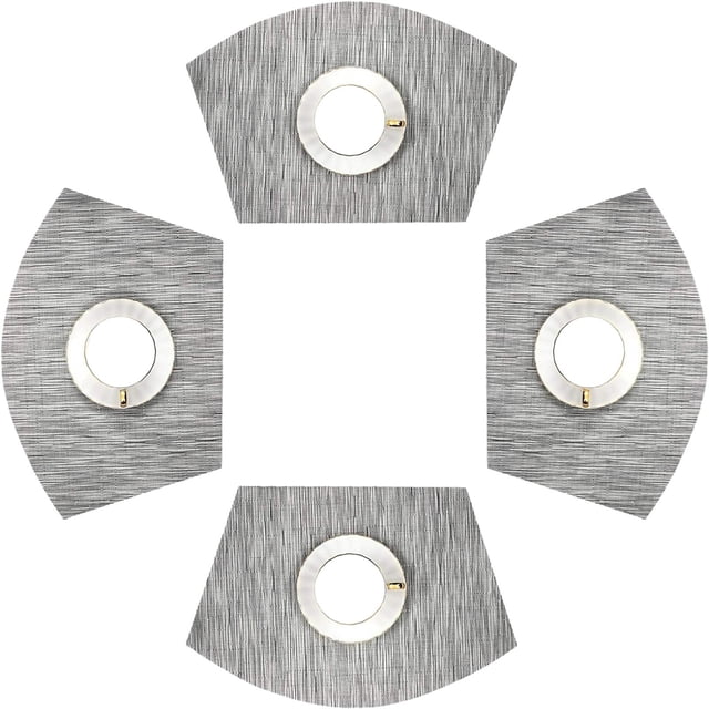 Oleegame 1PC Placemat 4Pcs Autumn Maple Printed Polyester Placemat Festive Setting Mat Dinner Plate Cup With Heat Insulation Mat Gray