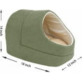 thumbnail image 4 of Cat 4 in 1 Self Warming Burrow Cat Bed, Pet Hideway Sleeping Cuddle Cave (Sage Green-2), 4 of 7