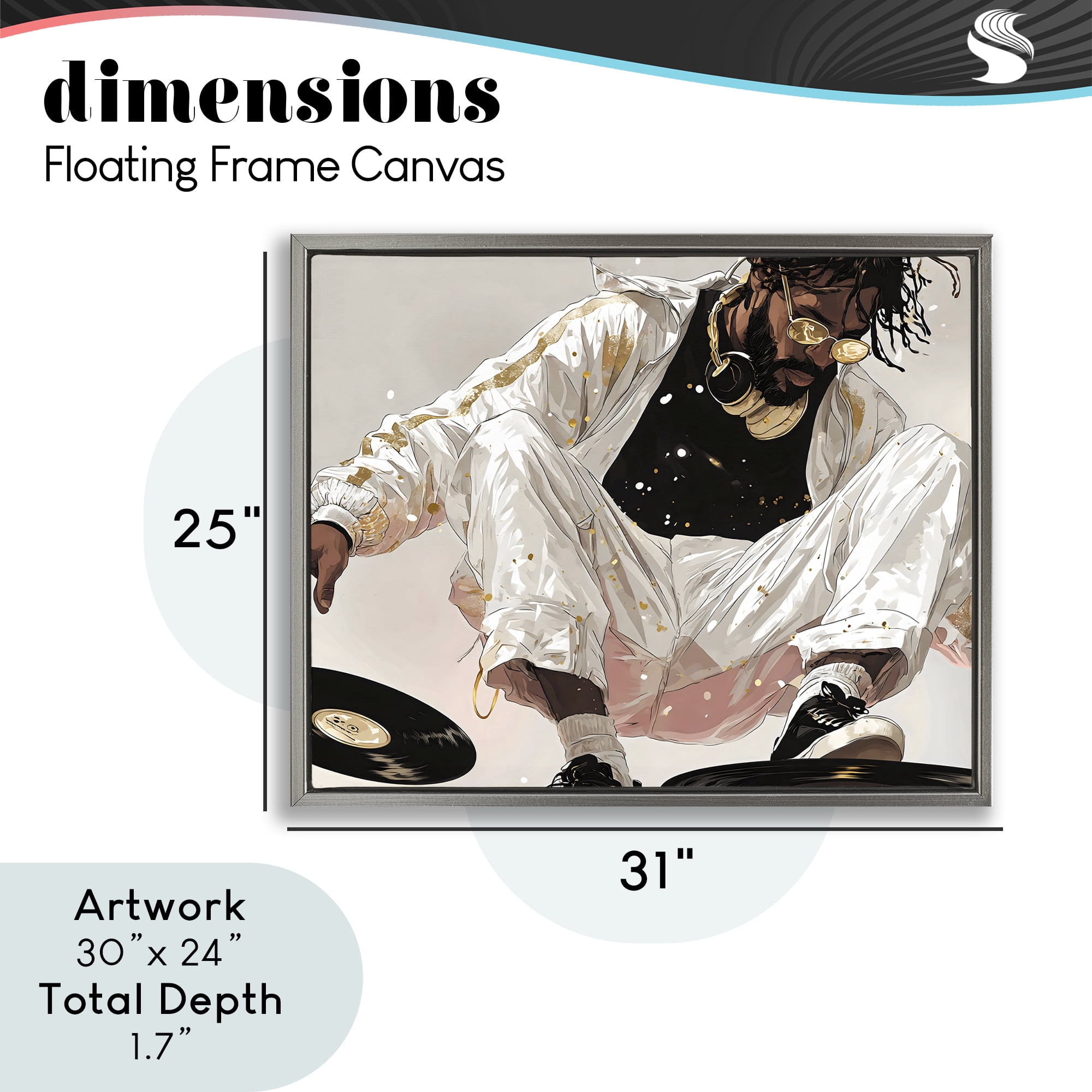 Stupell Industries Record Dance Stylish DJ Gray Framed Floater Canvas Wall Art, design by Franklyn Gregory