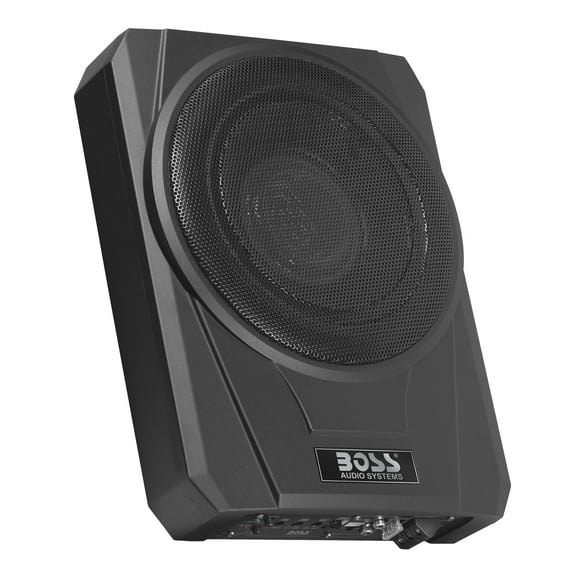 BOSS Audio Systems BASS10 10 inch Powered Under Seat Car Subwoofer and Amp Wiring Kit Package - 1000 Watts Max, 8 Gauge Wiring Kit, Remote Subwoofer Control, Sold Individually