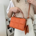 thumbnail image 6 of New artificial leather fashion shoulder bag, rhombic slung small square bag - orange-red, 6 of 6