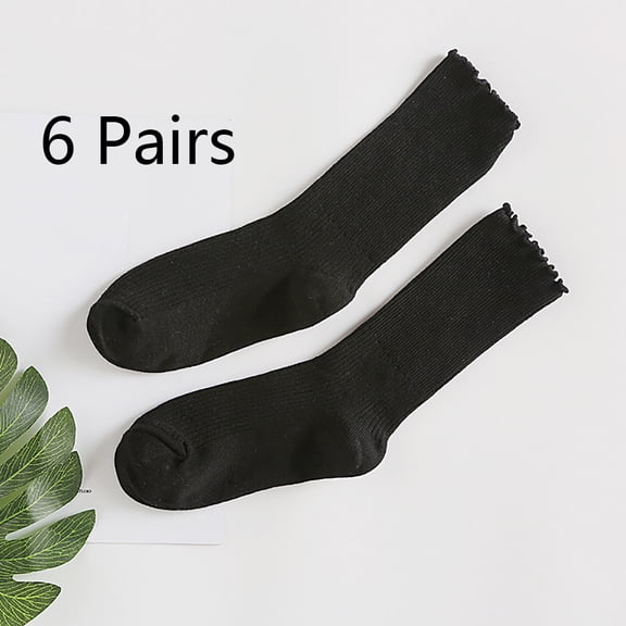 Womens Socks. Ruffle Turn-Cuff Casual Ankle Socks Breathable Cool Knit Cotton Lettuce Crew Frilly Sock 3 Pack