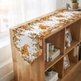 thumbnail image 4 of Fall Orange Pumpkins Table Runner Linen Burlap Table Runner 72 Inches Long Thanksgiving Autumn Gnoems Flower Leaf Dresser Scarves for Kitchen Island Coffee Dining Room Party Holiday Decor 18"x72", 4 of 8
