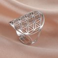 thumbnail image 4 of Grandest Birch Exquisite Trendy Ring Hollow Out Wear-resistant Simple Vintage Unisex Ring Daily Wear Stainless Steel White, 4 of 8