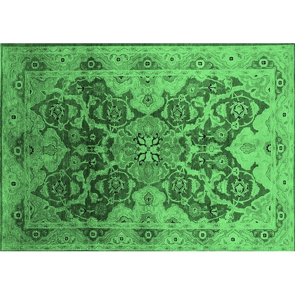 Ahgly Company Indoor Rectangle Oriental Emerald Green Traditional Area Rugs, 5' x 8'