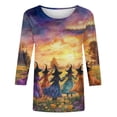 thumbnail image 5 of NSLGXD Cute Tshirts Shirts for Women 3/4 Sleeve Crew Neck Five Witches Print Fall Halloween Graphic Tees S-5XL, 5 of 5