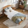 thumbnail image 3 of AFI Quincy Twin XL Solid Wood Low Profile Platform Bed, Light Toffee, 3 of 12