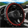 thumbnail image 6 of 1 Pack 15 Inches Elastic Stretch Leather Car Steering Wheel Cover, Bling Diamond Vehicle Decor Accessories for Most Vehicles, Red, 6 of 6