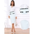 thumbnail image 2 of DARING DIVA Women's Knee Length Tweed Skirt with Belt Decor Large Light Blue, 2 of 6