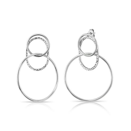 Tilo Jewelry Sterling Silver Dangle Earrings with Round Hoops Design and Secure Push Backs | Earrings for Women