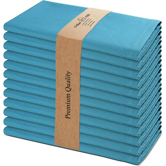 Christmas Dinner Napkins 20’’x20’’ Over Sized Set of 12 Turquise Color Cloth Napkins 100% Cotton Slub Thanks Giving Cloth Napkins Premium Hotel Quality Everyday use Soft Dinner Napkins