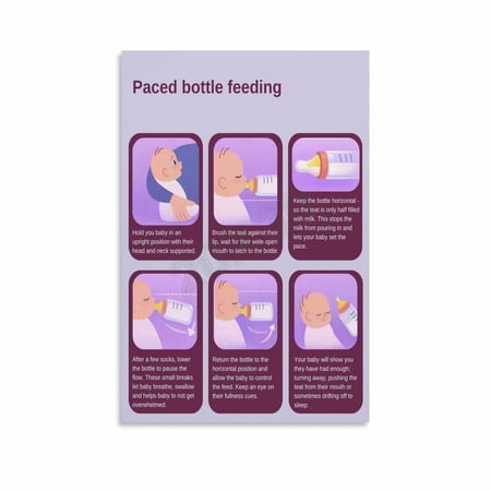 Paced Bottle Feeding Guide Poster Baby Feeding Technique Nhs Guide Canvas for Living Room Bedroom Decor