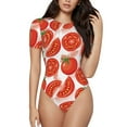 thumbnail image 2 of Uemuo Tomatoes Pattern Women's One Piece Short Sleeve Swimsuit Rash Guard Surfing Modest Quick-drying Swimsuit Beach Essentials-Small, 2 of 9