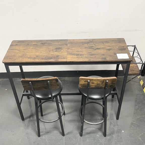 Space-Saving Grey Bar Table Set / Ideal for Small Living Areas