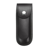 Uxcell Leather Knife Sheath 5.98" with Hole for Belt Folding Knife Camping Outdoors, Black