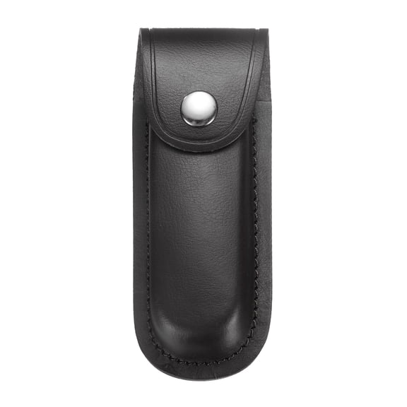 Uxcell Leather Knife Sheath 5.98" with Hole for Belt Folding Knife Camping Outdoors, Black