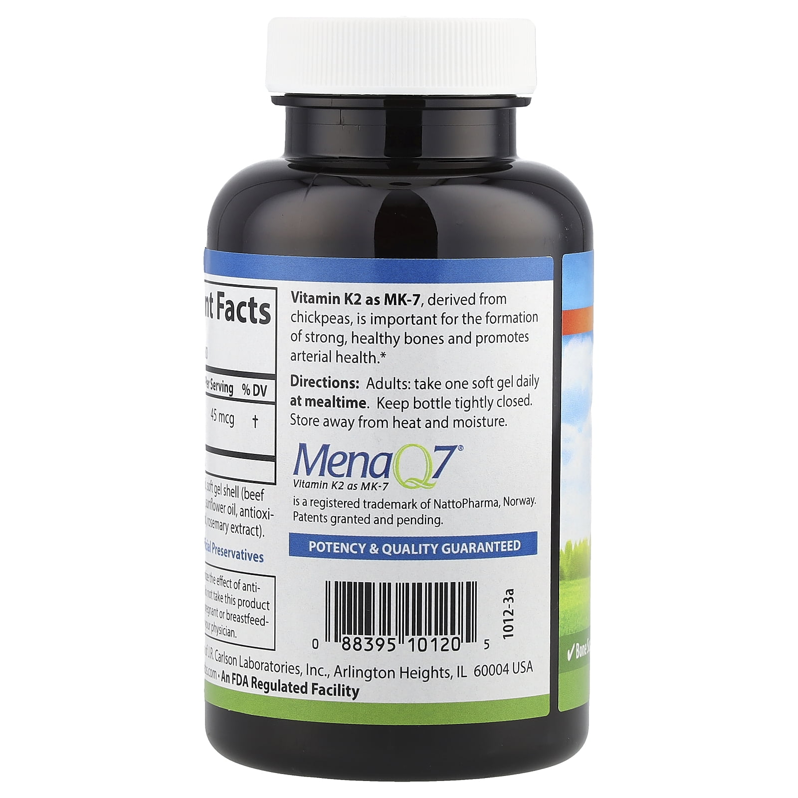 Carlson Laboratories Vitamin K2: MK7 (Menaquinone) 45mcg 180 Softgel