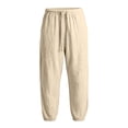 thumbnail image 7 of Mens Casual Big and Tall Cotton Linen Harem Pants Baggy Elastic Drawstring Waist Beach Yoga Boho Pant Size S-3XL Beige, 7 of 7