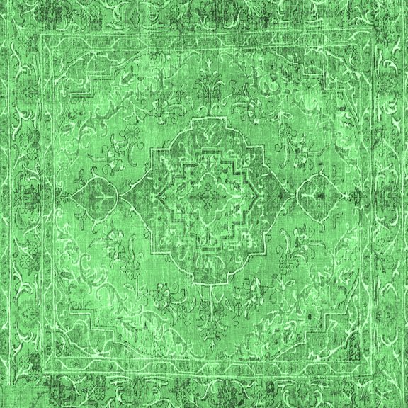 Ahgly Company Indoor Square Medallion Emerald Green Traditional Area Rugs, 3' Square