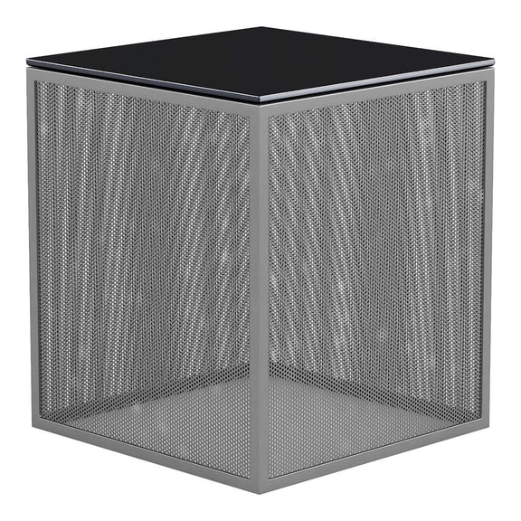 Jalora Glass Top Square Side Table, Gray
