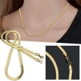 thumbnail image 3 of Collar con cadena en espiga chapado en oro, collar con cadena de plata 925, collar plano, 3 of 7