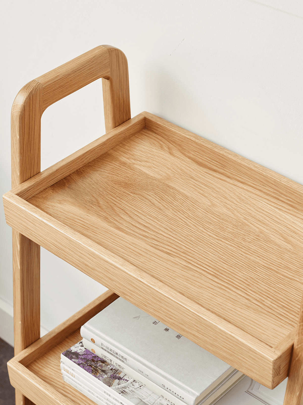 3 Tier Ladder Bookshelf, Ladder Shelves,Storage Organizer Step Book Shelf for Study, Living Room, Bedroom and Hallway, Solid Oak Wood Furniture (Natural)