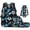 Blue Paint Splash Soccer Football, variant on Yspwyqan Green Farm Tractor 4Pcs Backpack Set with Lunch Box Pencil Case Water Bottle, 17 Inch Lightweight Large Capacity Boys Backpack Set for Kids School Travel