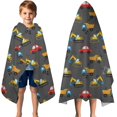 thumbnail image 3 of Cartoon Construction Vehicles Dump Trucks Hooded Bath Towel，50"x30" for Ages 3 To 12 Kids, Quick Dry Lightweight Soft Microfiber Hood Beach Towel Cover Up for Kids, 3 of 7