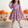 thumbnail image 2 of Vividxx Girl Halloween Dress Pumpkin Print Dress Kids Long Sleeve Party Dress Toddler Fall Party Casual Outfit 7-8 Years, 2 of 5