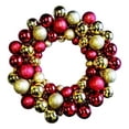 thumbnail image 1 of Winterland BAT-BWR-16-GO-RE-PW Gold And Red Ball Wreath With Battery Powered Pure White Led, 1 of 1