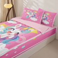 thumbnail image 3 of Metsweet Cute Unicorn Zipper Full Size Comforter Sets with Fitted Sheet and 2 Pillowcases for Girls, Cartoon Rainbow Animal Zipper Bedding Set,4pcs,Pink Reversible, 3 of 6