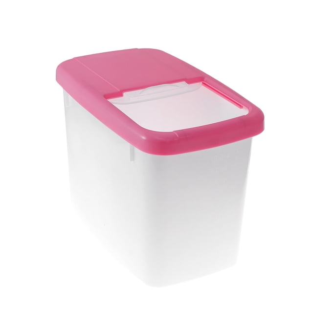 Cubo de arroz grueso de 10 kg, contenedor de plástico para arroz, resistente a la humedad y a los insectos, sellado para almacenar granos (rosa)