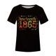 thumbnail image 4 of Tops de Manga Corta para las Mujeres de Ajuste Suelto, Día de la Independencia Negro Impreso, Cuello Redondo Suelto Superior, 4 of 8