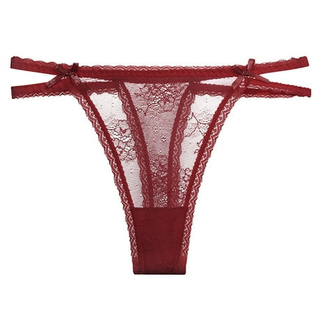 

Lovskoo Lace Underwear Sexy Breathable Panties Women Underwear Lingerie Thongs Panties Ladies Hollow Out Underpants Red