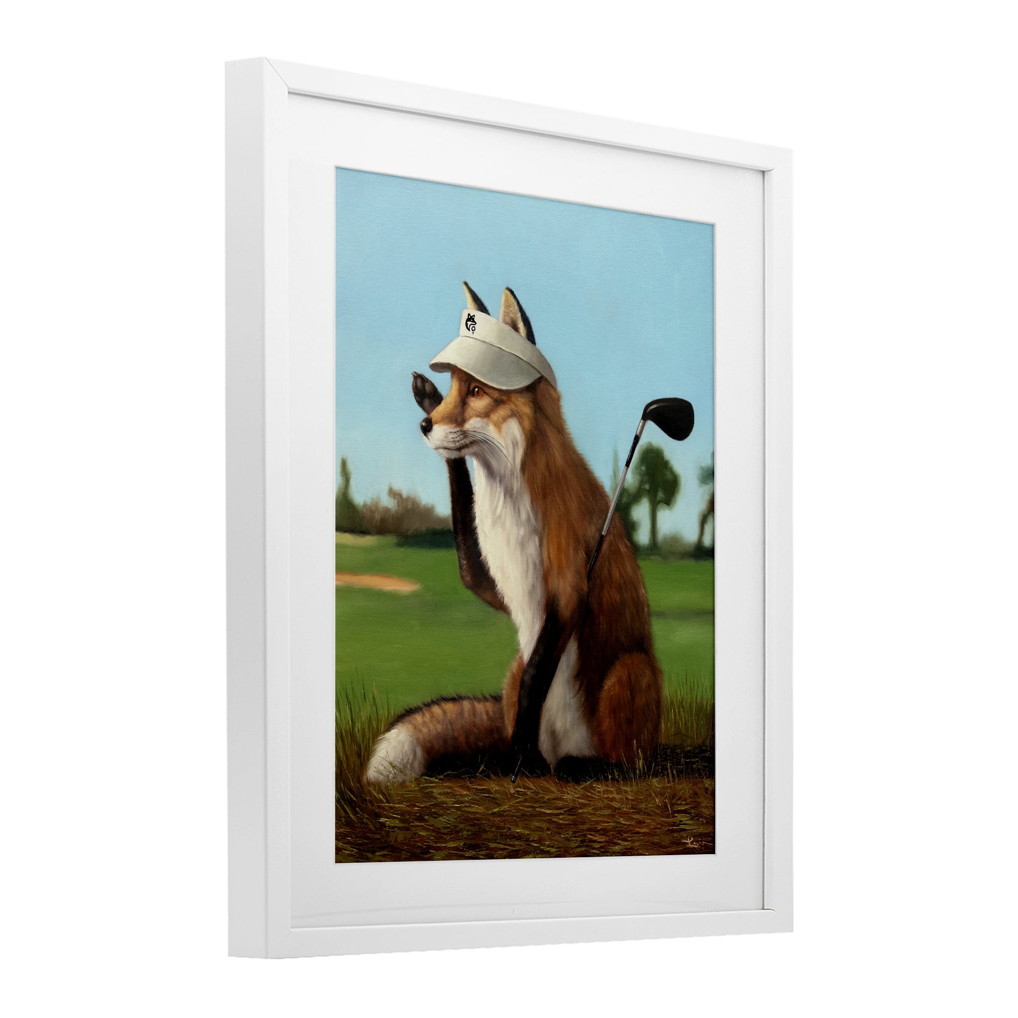 Stupell Industries Fox Drive Golfer White Framed Print Under Glass, design by Lucia Heffernan
