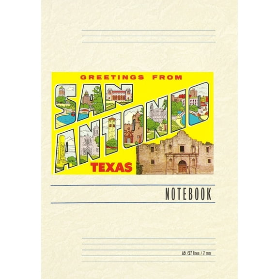 Vintage Lined Notebook Greetings from San Antonio, Texas, (Paperback)
