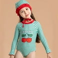 thumbnail image 2 of Baby Girl Swimsuit Kids Toddler Girls Sun Protection Swimsuit One Piece Swimwear with Hat Set Girls' Swimwear Green 5 Years-6 Years, 2 of 7