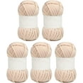 thumbnail image 1 of HAHADAXA 5 Pcs Fil pour T-Shirt 0.8 Po Beige-camel Polyester Tapis Fil Spaghetti Fil à Tricoter pour Bricolage à la Main Sac Couverture Coussin Projets de Crochet, 1 of 6