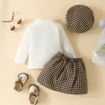 thumbnail image 4 of Gupgi 0-3 Years Baby Girls Long Sleeve Ribbed Pullover Houndstooth Mini Skirts Hat 2Pcs Fall Outfits Sets, 4 of 8