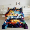 thumbnail image 2 of Homewish Cartoon Game Controller Queen Comforter Set, Graffiti Artwork Bedding Sets, Fashion Oil Printing Reversible Bedding Comforter Set, Microfiber Bedroom Decor, 3-Piece, 2 of 8