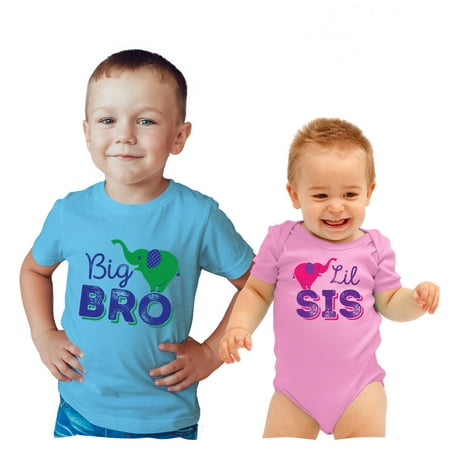 

Girls Elephant Bodysuit Toddler Big Brother Shirt Includes Size 2 & 0-3 m