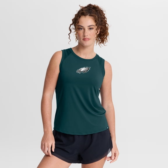 Women's Fanatics Green Philadelphia Eagles Draped Mesh-Back Performance- Tank Top