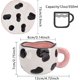 thumbnail image 2 of Cow Mug, Ceramic Coffee Mug with Saucer Set, Cute Cup Unique Irregular Design for Office and Home, Dishwasher and Microwave Safe, 10oz/300ml for Latte, 2 of 4